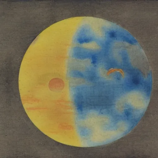 Prompt: a chinese watercolor painting of the earth and the sun fighting each other