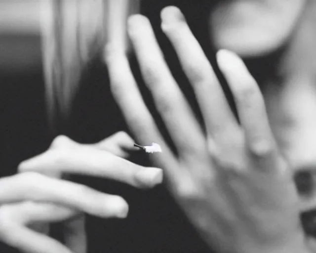 Image similar to a lomographic photo of woman hand with cigarette