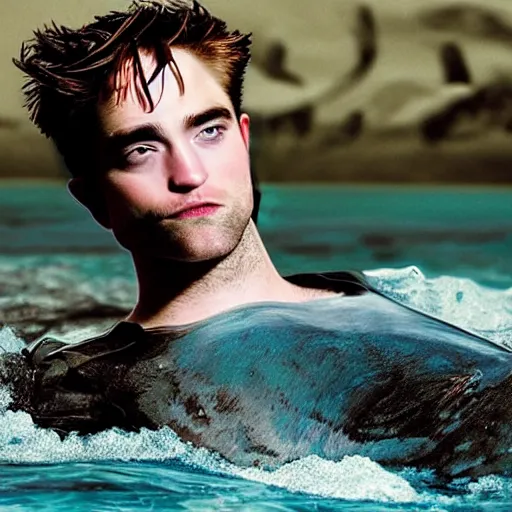 Prompt: robert pattinson as a mermaid