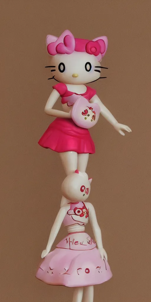 Prompt: A 3D Hello kitty figure by figure by charlie bowater