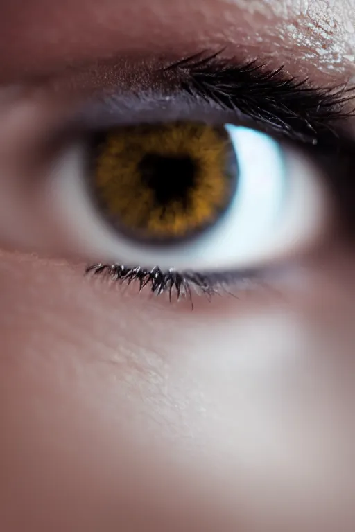 Image similar to macro photo of a girl eye, 3 5 mm, bokeh, dof, soft lighting