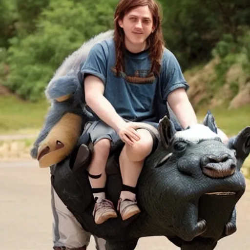 Image similar to dj porter robinson riding appa from avatar the last airbender