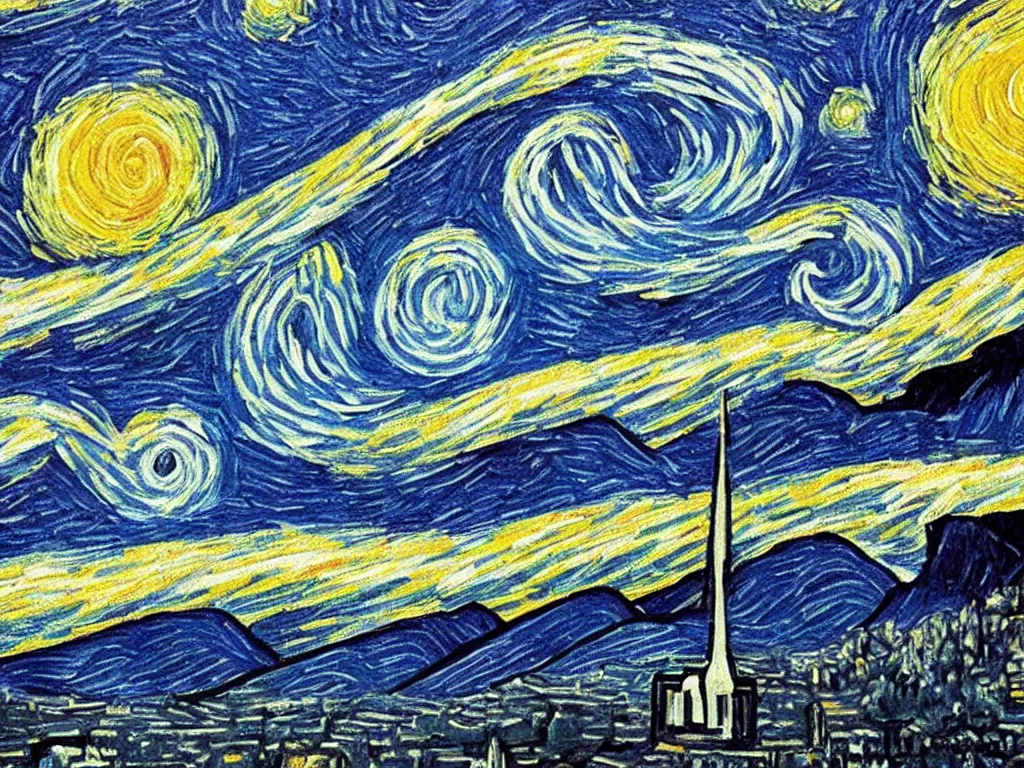 Prompt: San Francisco in the style of starry night