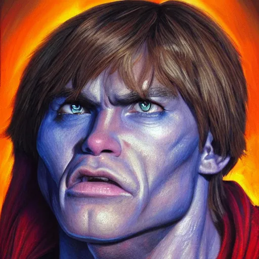 Image similar to portrait painting of he - man, ( art by kenne gregoire ), 4 k,, highly detailed, epic lighting