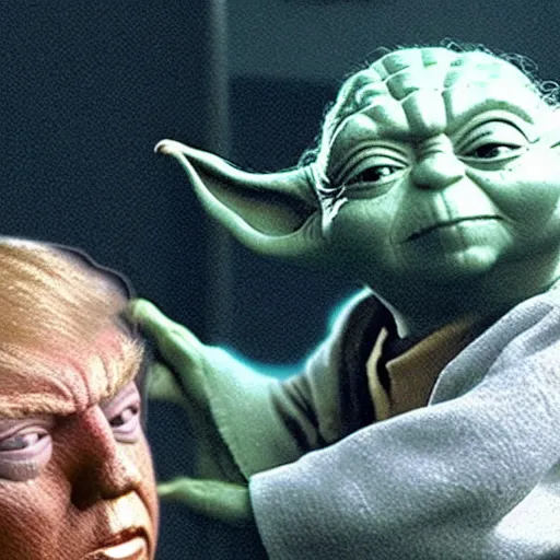 Prompt: yoda teaching english to donald trump, photorealistic dramatic lighting