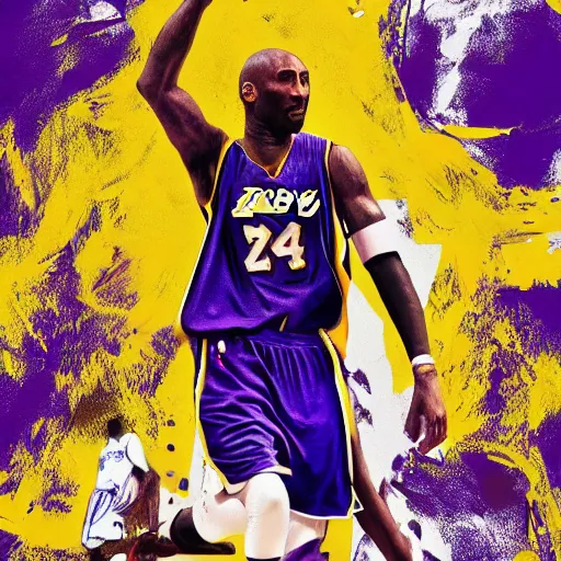 Image similar to kobe bryant, contemporary collage, highly detailed, digital painting, 4 k, hdr, punk, fashion, smooth, sharp focus, art by nick knight, sandra chevrier and john hoyland