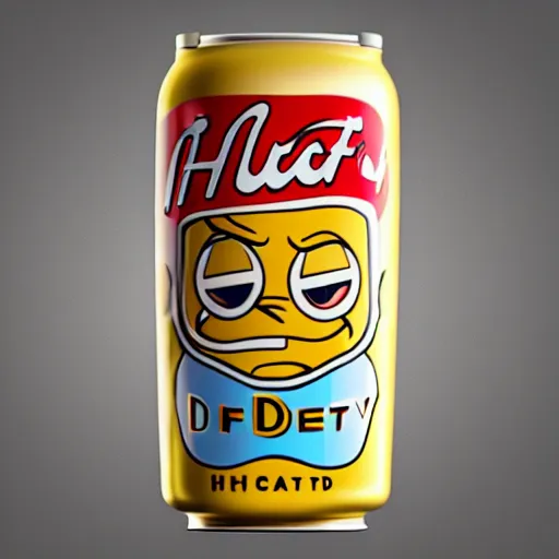 Image similar to hilary duff's face on a can of duff beer :, dynamic, particulate, intricate, elegant, highly detailed, centered, artstation, smooth, sharp focus, octane render