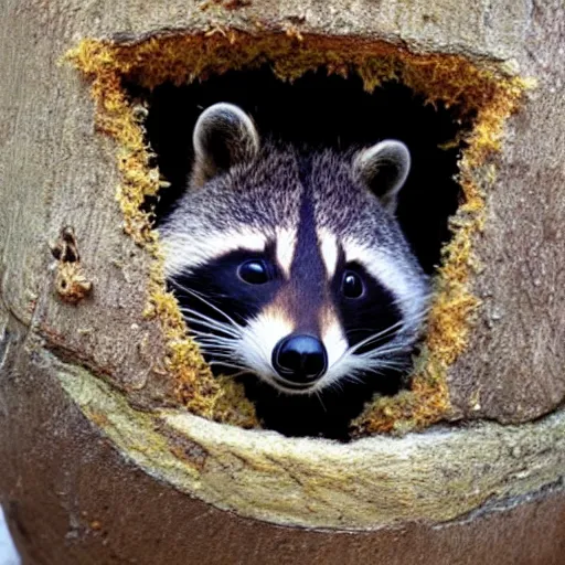 Prompt: a matryoshka nesting doll of a raccoon, detailed photo