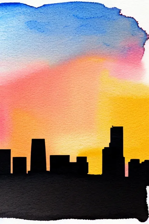 Prompt: minimalist watercolor art of los angeles at sunset, illustration, vector art