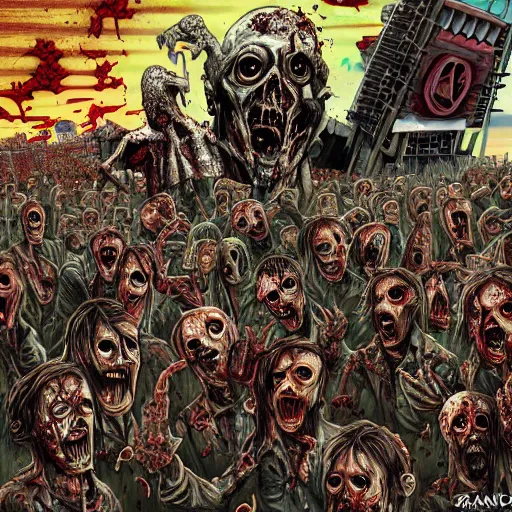 Prompt: zombie apocalypse by grand chamaco, detailed