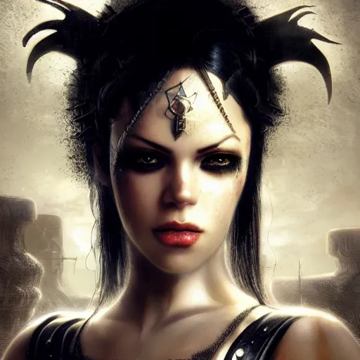 Image similar to aaliyah and kerli koiv, steampunk, darkwave, darksynth, concept headshot art, sharp, digital matte painting, art by luis royo, greg rutkowski, wlop, dramatic lighting, trending on artstation