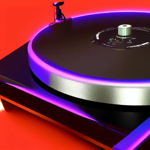 Image similar to a 3 d render of a cyberpunk turntable, realistic, octane render, unreal engine, 8 k