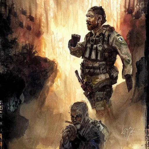 Image similar to the last survivor of a tactical team talks to satan, who turns out to be pretty insignificant, by jon foster