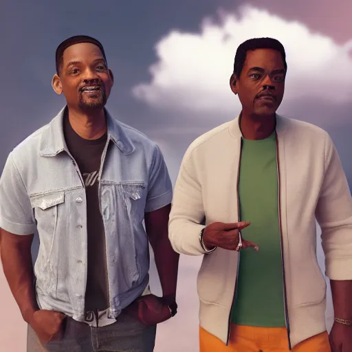 Image similar to photography of will smith and chris rock together. ultra-detailed, 8k, octane render