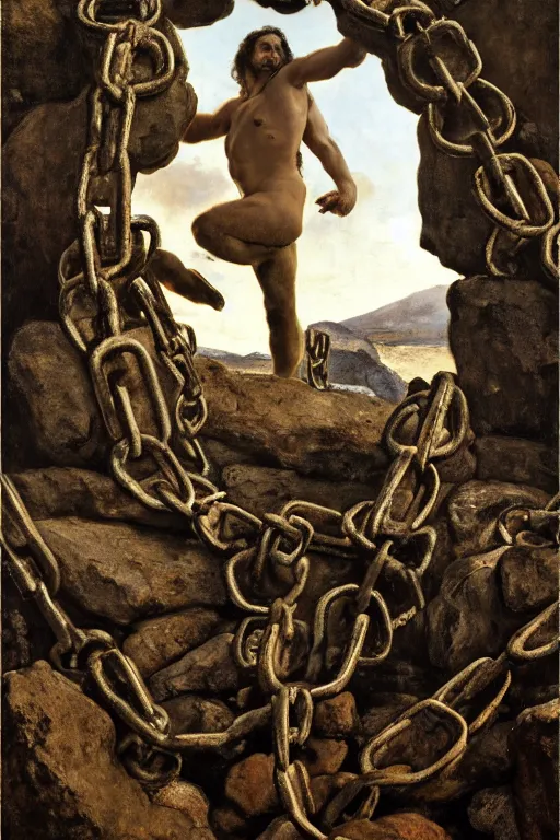 Prompt: chains an rocks and broken mirrors, 8 k, hdr, great light, gustave courbet, annie leibowitz