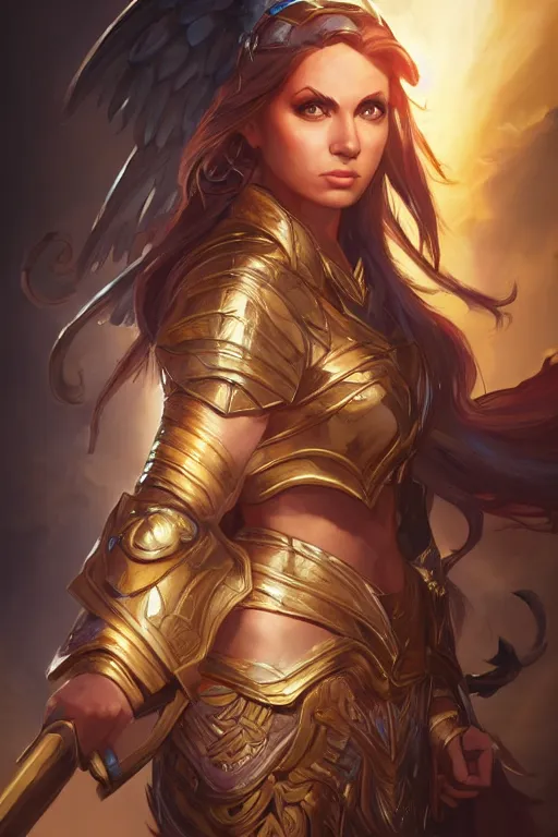 Image similar to amazon valkyrie athena, d & d, fantasy, portrait, highly detailed, headshot, digital painting, trending on artstation, concept art, sharp focus, illustration, art by artgerm and greg rutkowski and magali villeneuve