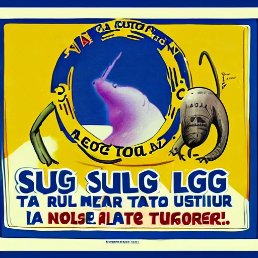 Image similar to a campaign poster that reads SLUGS TASTE LIKE THE FUTURE!, concept art