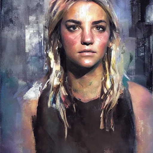 Image similar to jamie lynn spears and morphed together, hybrid, jeremy mann painting