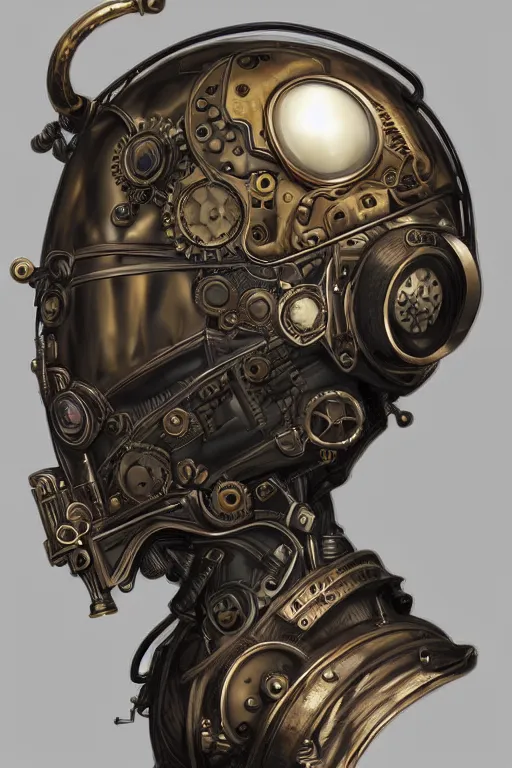 Image similar to steampunk helmet fantasy art mask robot ninja stylized digital illustration sharp focus, elegant intricate digital painting artstation concept art global illumination ray tracing advanced technology chaykin howard and campionpascale and cooke darwyn and davis jack