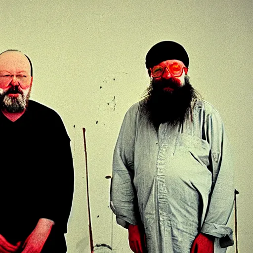 Image similar to portrait. hermann nitsch and hermann nitsch and hermann nitsch