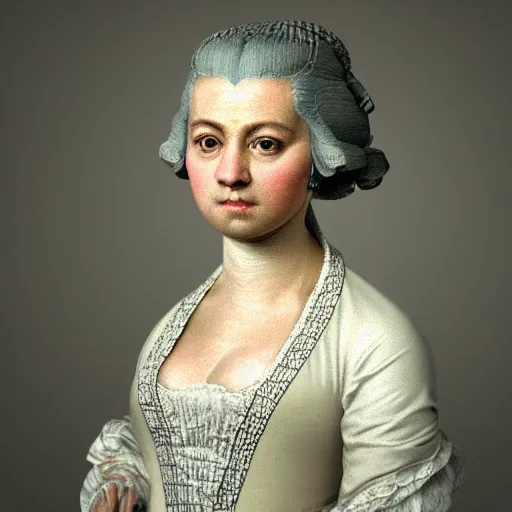 Image similar to A highly detailed portait of a woman by Mozart, by Beethoven, by Bach, by Chopin, by Debussy, volumetric lighting, octane render, 4K resolution, trending on spotify, masterpiece