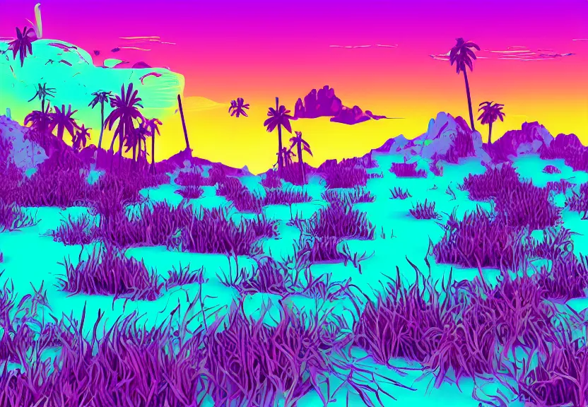 Image similar to a synthwave desert