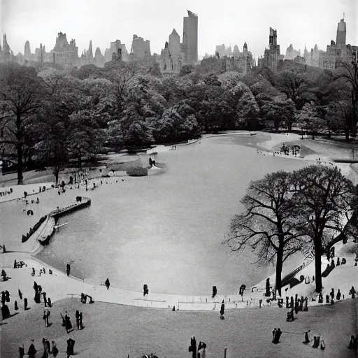 Image similar to black and white photo by stieglitz of central park in new york city, 1 9 3 3