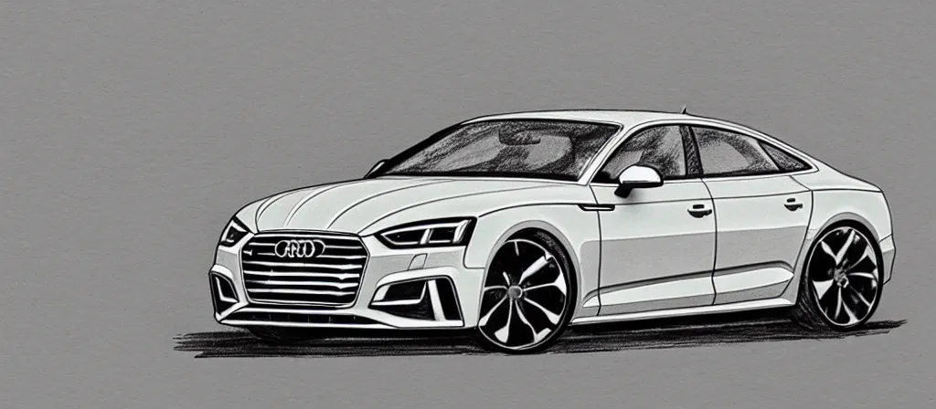 Image similar to a hand - drawn sketch of an audi s 5 sportback.