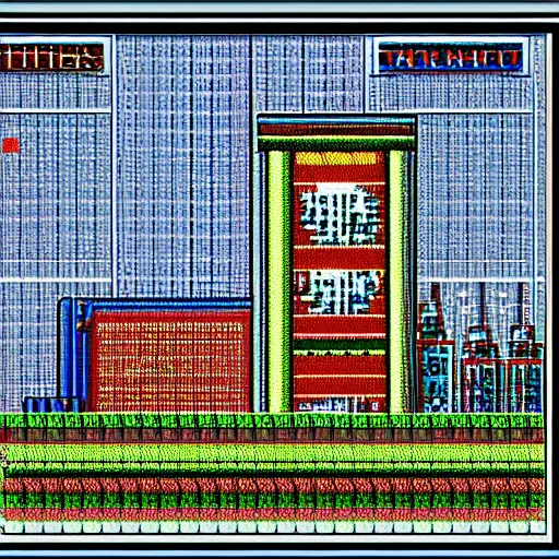 Image similar to pixelart,1990s dos game , game screenshot, orbit soviet city, pixelart