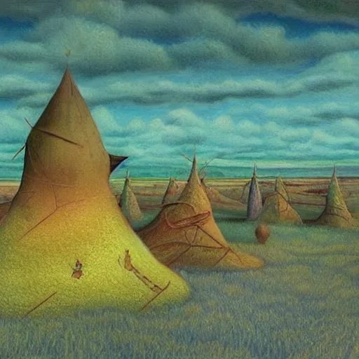 Prompt: scene from a dream. plains. digital artwork by vincent bons, michael whelan, remedios varo and gerardo dottori. grainy and rough. interesting pastel colour palette. beautiful light. oil and water colour based on high quality render.