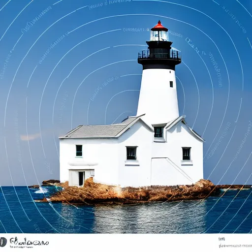 Image similar to realistic photo of a lighthouse, white box, white background, clean photo, stock photo, 3 5 mm, canon, nikon