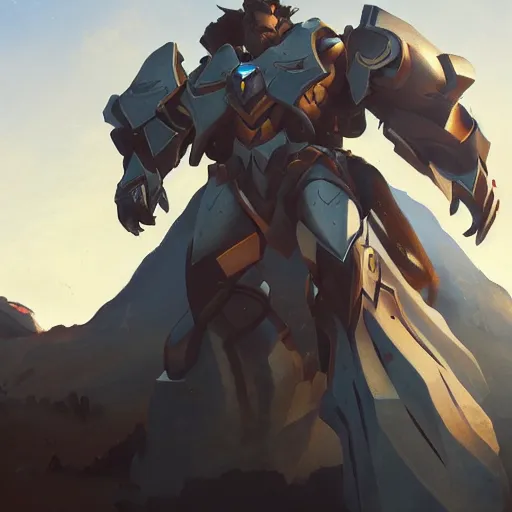 Image similar to very detailed masterpiece painting of reinhardt from overwatch in a desert, closeup, portrait, artstation, concept art by greg rutkowski