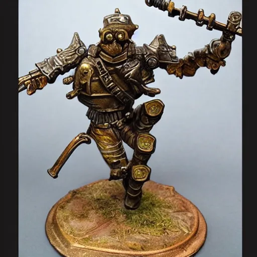 Image similar to clockwork soldier with multiple arms that is holding weapons, highly detailed, fantasy, dnd, made of bronze, hoofed feet
