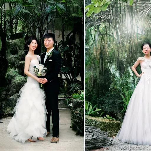 Image similar to justin sun in beautiful wedding dress, professional wedding photography