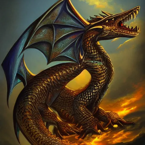 Image similar to babylon dragon, fantasy art,