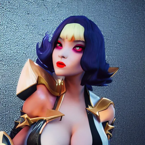 Image similar to still of pretty LeBlanc (League of Legends) in KDA music video. 3d render, octane render, game art, realistic, highly detailed, trending on artstation, 4k, trending on artstation, pixar, cgsociety, unreal engine 5, redshift render, trending on artstation, blender, behance, cg