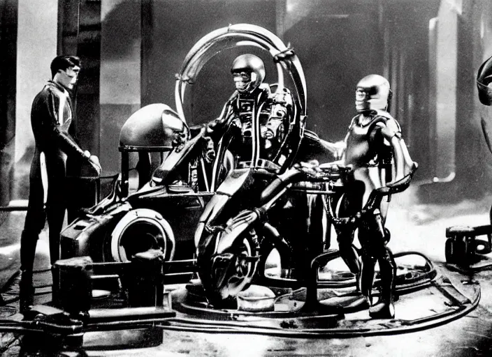 Prompt: scene from the 1 9 1 2 science fiction film tron