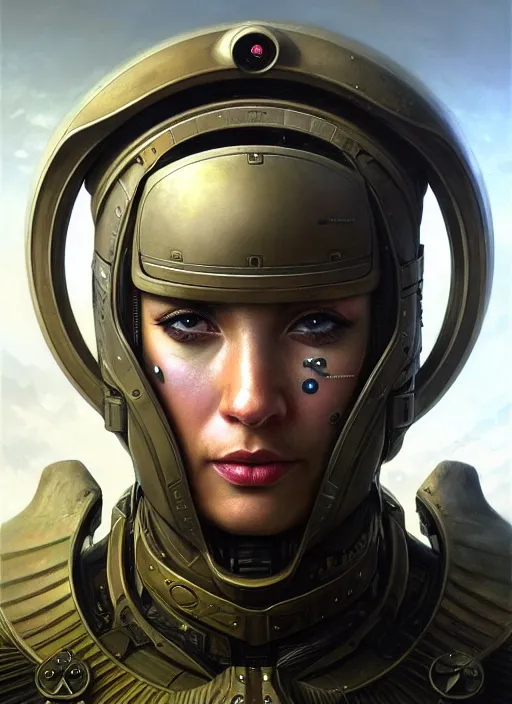 Prompt: closeup portrait shot of a futuristic soldier in a scenic dystopian environment, intricate, elegant, highly detailed, centered, digital painting, artstation, concept art, smooth, sharp focus, illustration, artgerm, tomasz alen kopera, peter mohrbacher, donato giancola, joseph christian leyendecker, wlop, boris vallejo