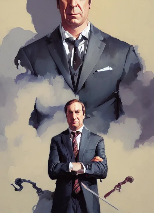 Prompt: portrait of saul goodman, closeup, lawyer, painting by sargent and leyendecker, asymmetrical, intricate, elegant, matte painting, illustration,, by rhads, by greg rutkowski, by greg tocchini, by james gilleard, by joe fenton