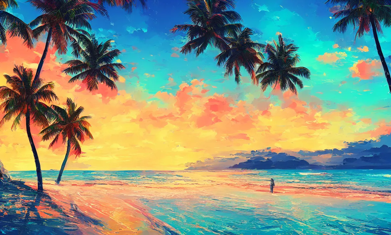 Image similar to paradise beach by alena aenami artworks in 4 k