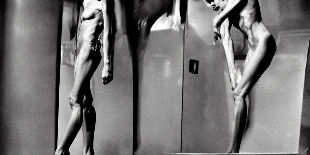 Prompt: highly detailed photo portrait of athletic skinny girl for the magazine cover, no clothes, new york, by helmut newton, highly detailed, cinematic, dynamic lighting, film camera, twen magazine