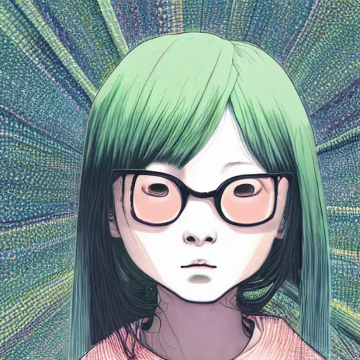 Image similar to a colorful portait of a girl made by inio asano, detailed