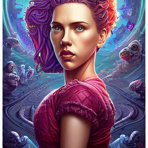 Image similar to Lofi Lovecraft Lovecraftian BioPunk scarlett johansson portrait Pixar style by Tristan Eaton Stanley Artgerm and Tom Bagshaw