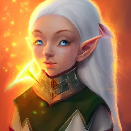 Prompt: Beautiful white haired aged fair skinned scholar elf with spell scroll and lightning background, realism, digital painting, detailed artwork, portrait, mythical, artstation