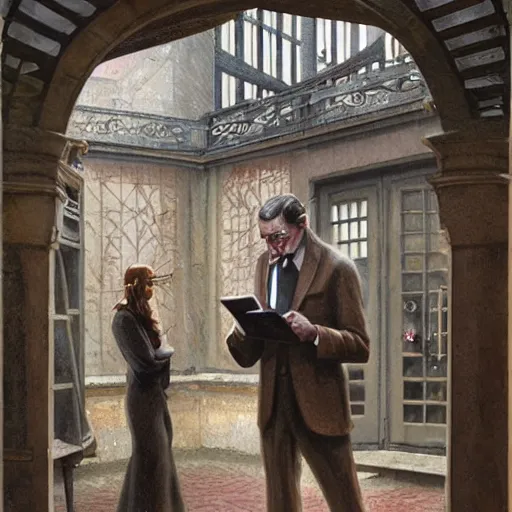Prompt: detailed face of an intelligent scholarly robot with kind eyes in a architectonic victorian courtyard at a science expo, atmospheric, ambient, pj crook, syd mead, livia prima, artgerm, greg rutkowski, nick alm, casey baugh