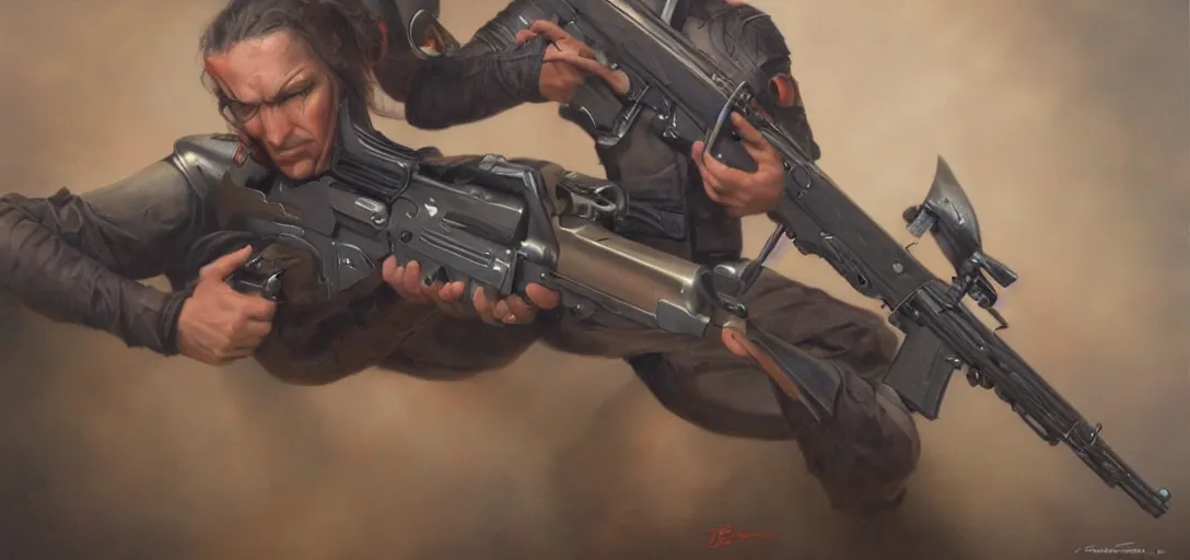 Prompt: ak47 but its a nerf gun by Tom Bagshaw and Manuel Sanjulian and Boris Vallejo, Hyperrealism