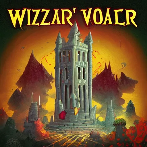 Prompt: wizard's tower album art, cover art, poster