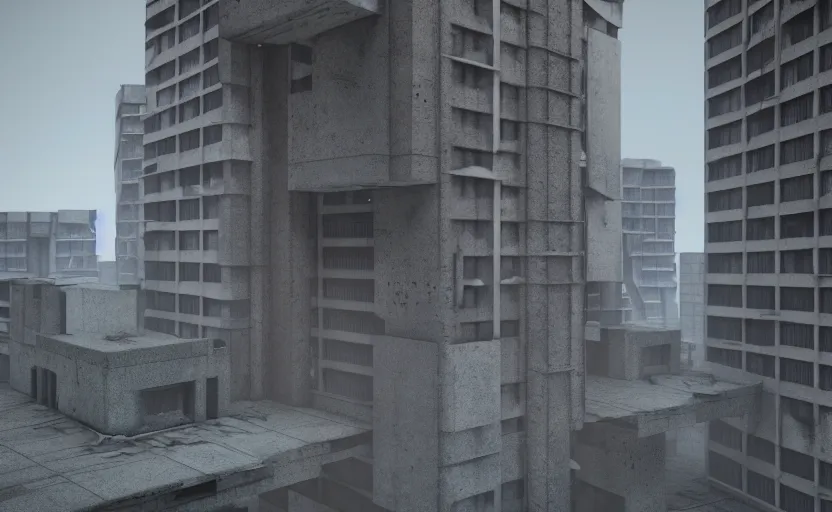 Image similar to brutalist architecture buildings, octane render, artstation trending, highly detailded