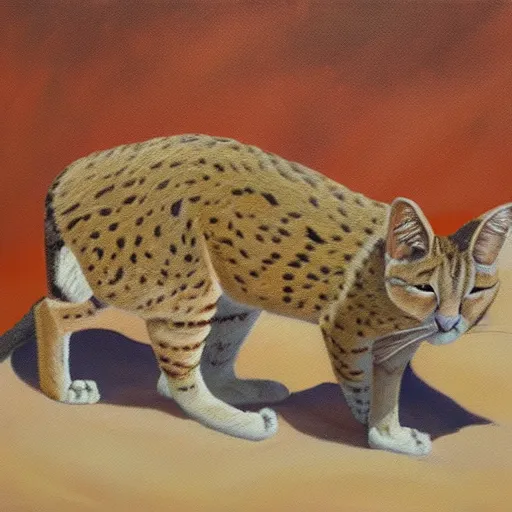 Image similar to painting of a desert cat