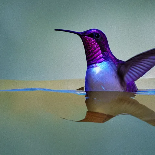 Prompt: seal melted leaf liquephotographs submerged hummingbird digitalart